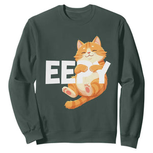 Funny Cat Meme Sweatshirt Eepy Cat Silly Sleepy Cat TS09 Dark Forest Green Print Your Wear
