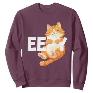 Funny Cat Meme Sweatshirt Eepy Cat Silly Sleepy Cat TS09 Maroon Print Your Wear