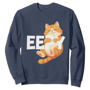 Funny Cat Meme Sweatshirt Eepy Cat Silly Sleepy Cat TS09 Navy Print Your Wear