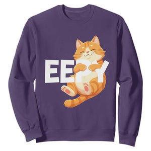 Funny Cat Meme Sweatshirt Eepy Cat Silly Sleepy Cat TS09 Purple Print Your Wear
