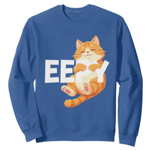 Funny Cat Meme Sweatshirt Eepy Cat Silly Sleepy Cat TS09 Royal Blue Print Your Wear
