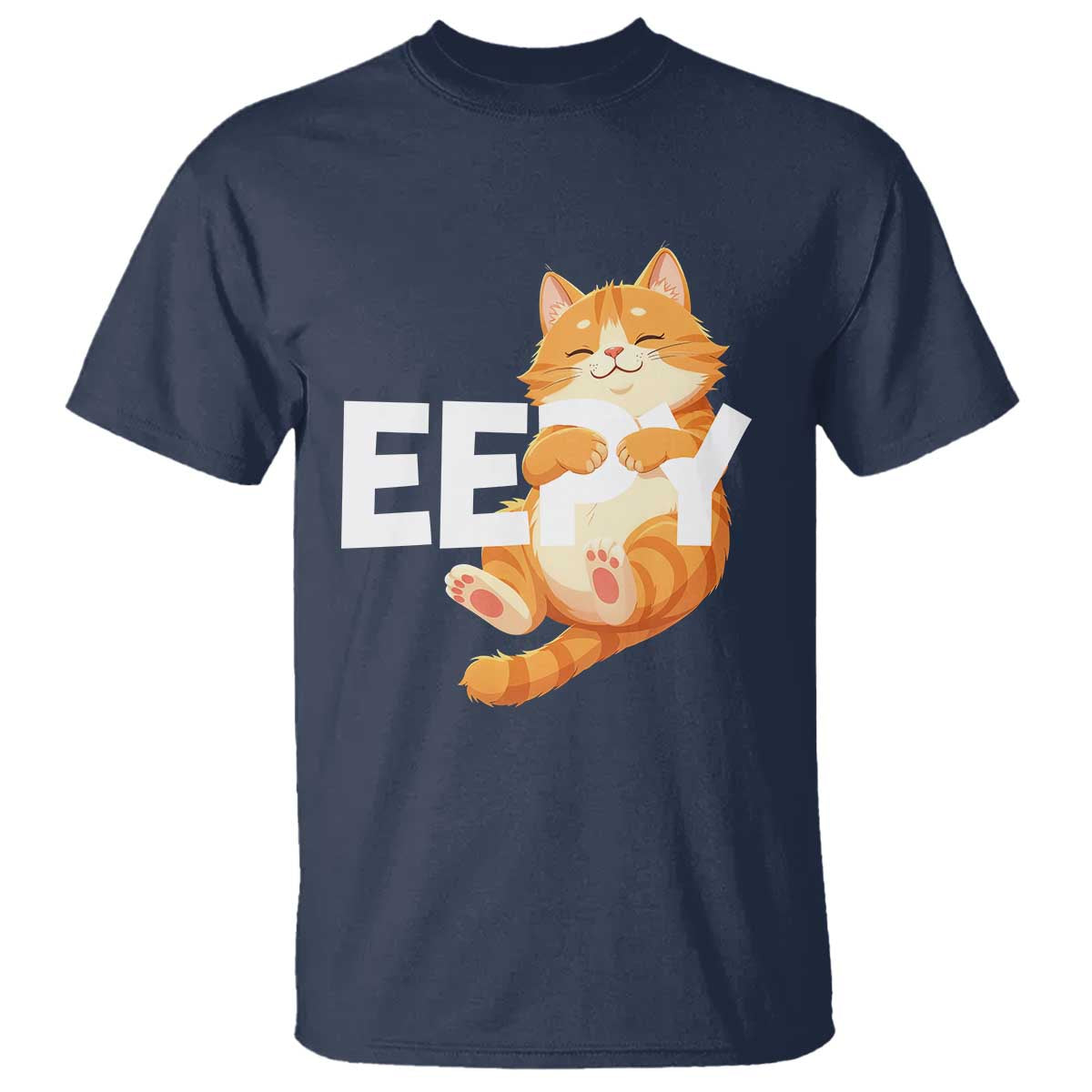 Funny Cat Meme T Shirt Eepy Cat Silly Sleepy Cat TS09 Navy Print Your Wear
