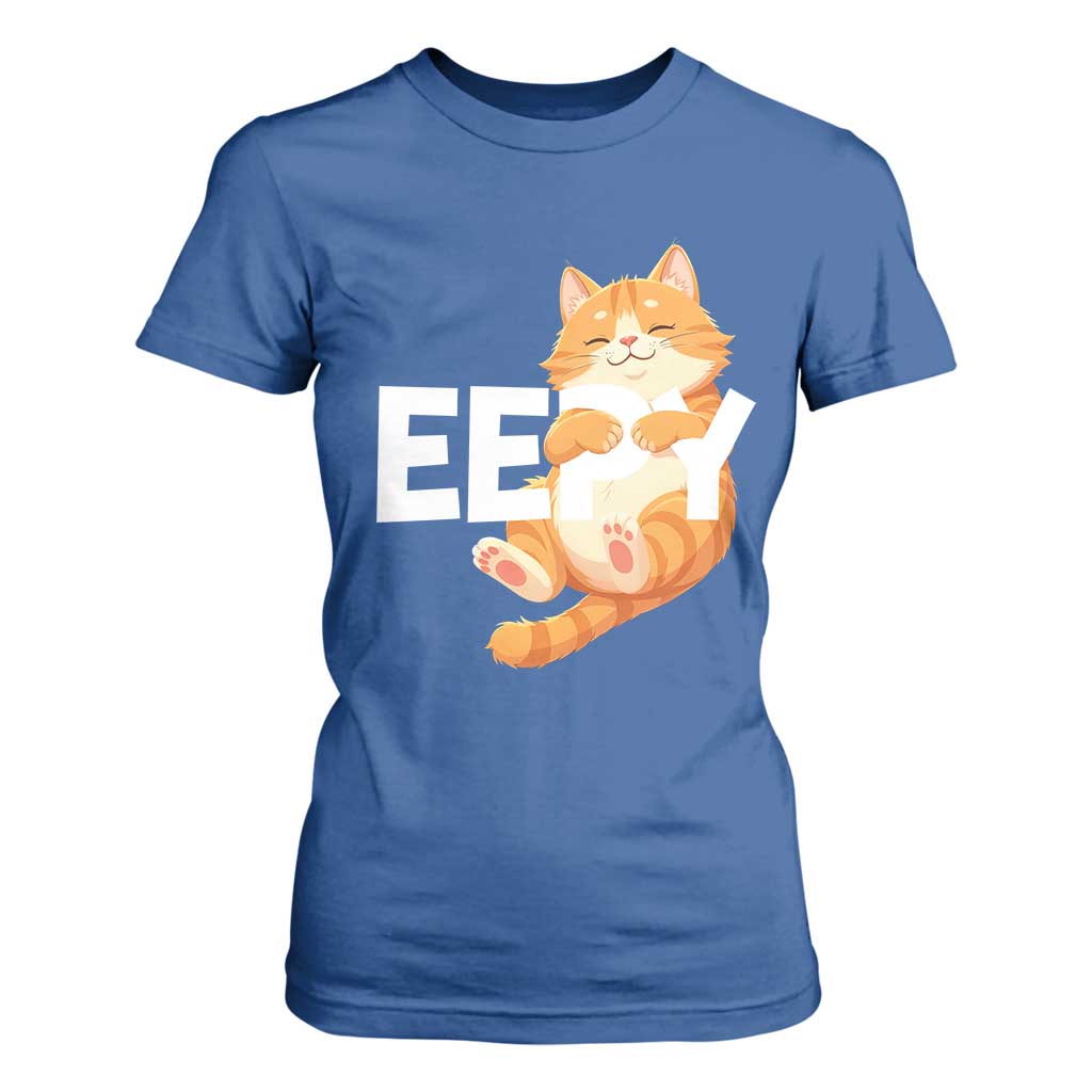 Funny Cat Meme T Shirt For Women Eepy Cat Silly Sleepy Cat TS09 Royal Blue Print Your Wear