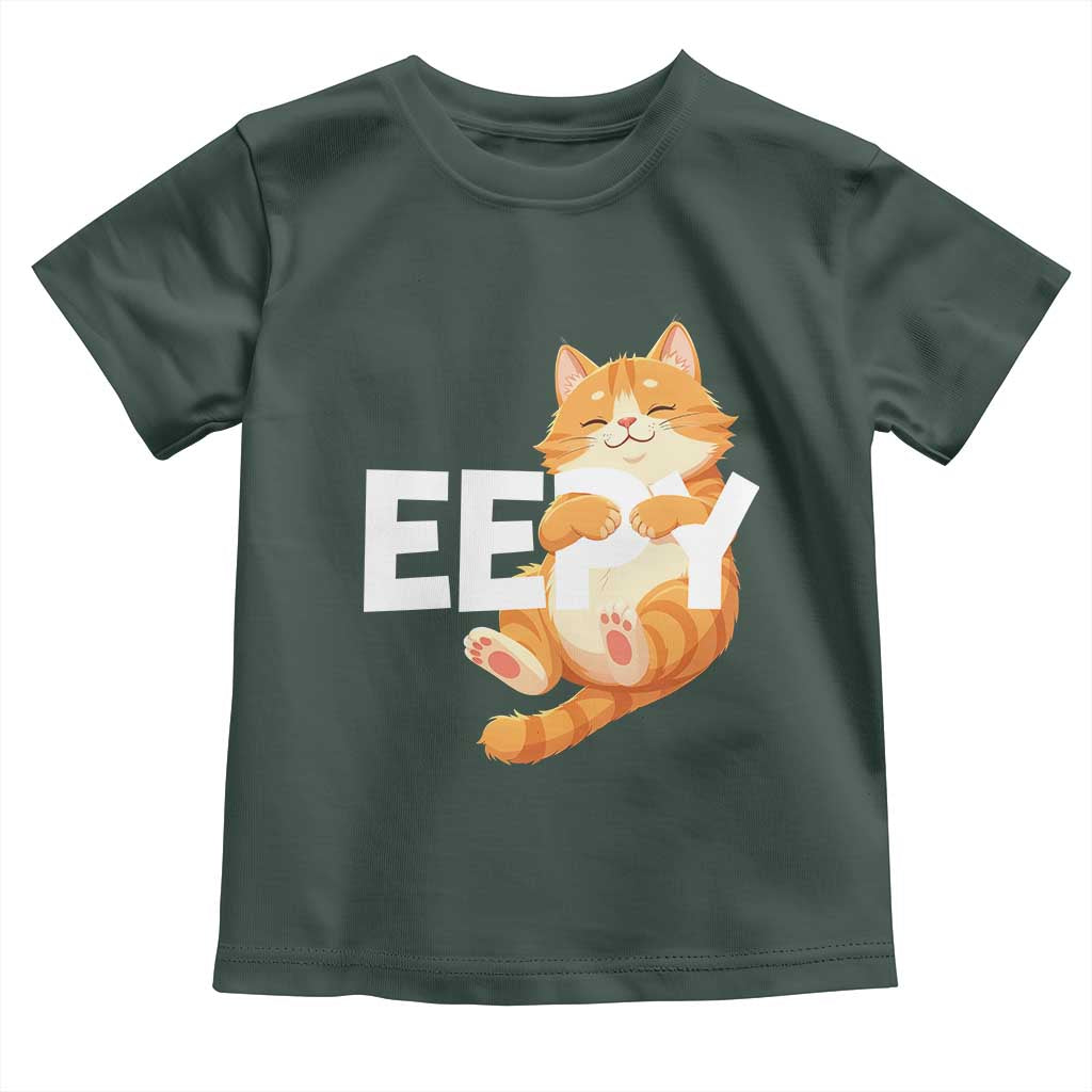 Funny Cat Meme Toddler T Shirt Eepy Cat Silly Sleepy Cat TS09 Dark Forest Green Print Your Wear