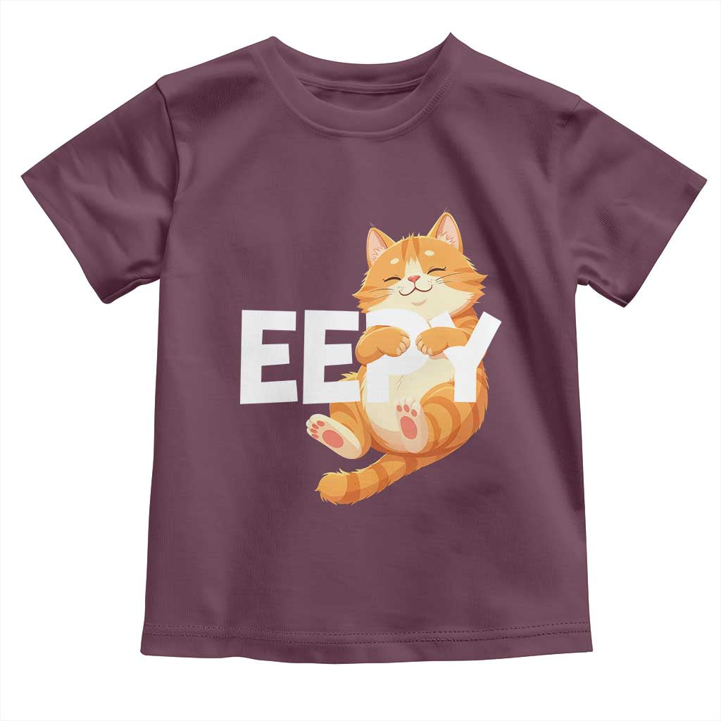 Funny Cat Meme Toddler T Shirt Eepy Cat Silly Sleepy Cat TS09 Maroon Print Your Wear