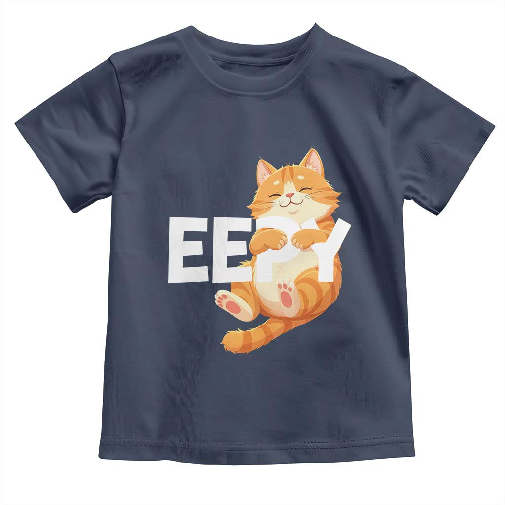 Funny Cat Meme Toddler T Shirt Eepy Cat Silly Sleepy Cat TS09 Navy Print Your Wear