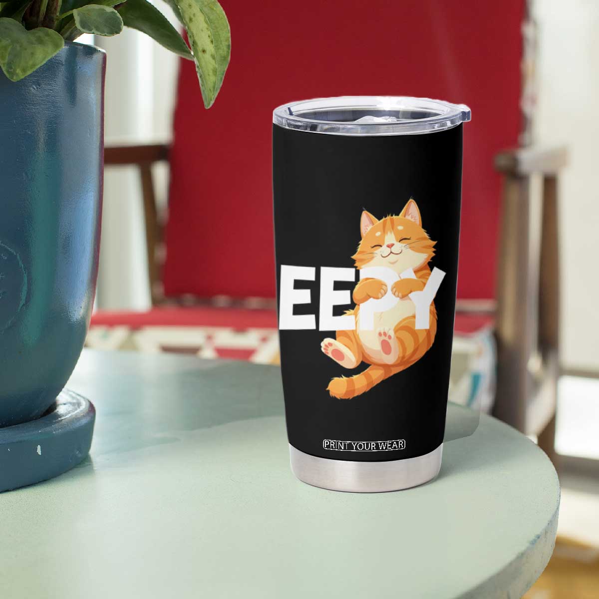 Funny Cat Meme Tumbler Cup Eepy Cat Silly Sleepy Cat TS09 Print Your Wear