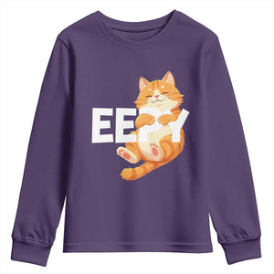 Funny Cat Meme Youth Sweatshirt Eepy Cat Silly Sleepy Cat TS09 Purple Print Your Wear