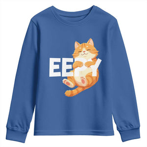 Funny Cat Meme Youth Sweatshirt Eepy Cat Silly Sleepy Cat TS09 Royal Blue Print Your Wear