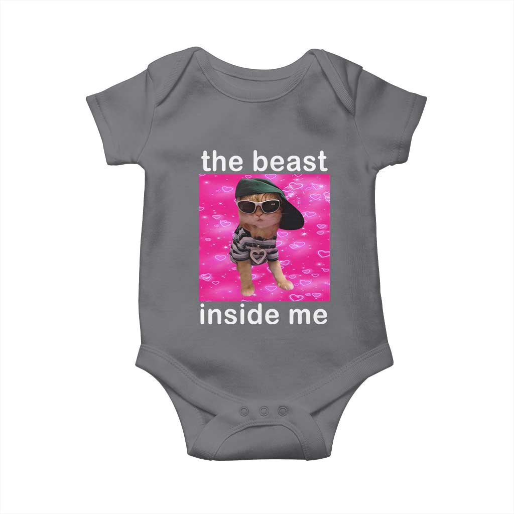 Funny Cat Meme Baby Onesie The Beast Inside Me TS09 Charcoal Print Your Wear