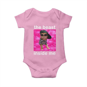 Funny Cat Meme Baby Onesie The Beast Inside Me TS09 Light Pink Print Your Wear