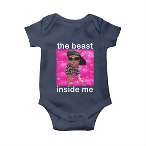 Funny Cat Meme Baby Onesie The Beast Inside Me TS09 Navy Print Your Wear