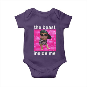 Funny Cat Meme Baby Onesie The Beast Inside Me TS09 Purple Print Your Wear
