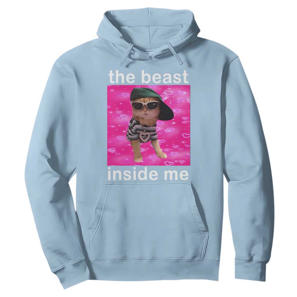 Funny Cat Meme Hoodie The Beast Inside Me TS09 Light Blue Print Your Wear
