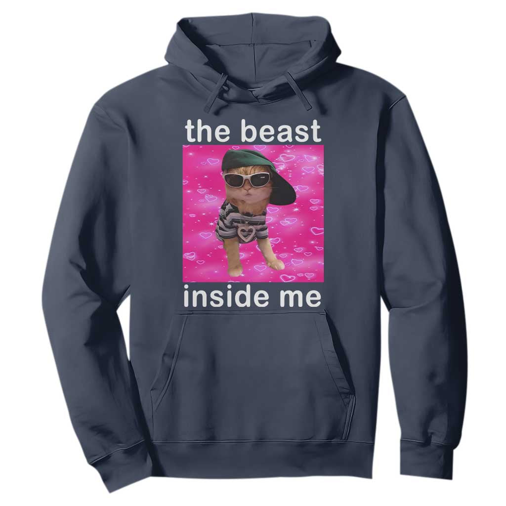 Funny Cat Meme Hoodie The Beast Inside Me TS09 Navy Print Your Wear