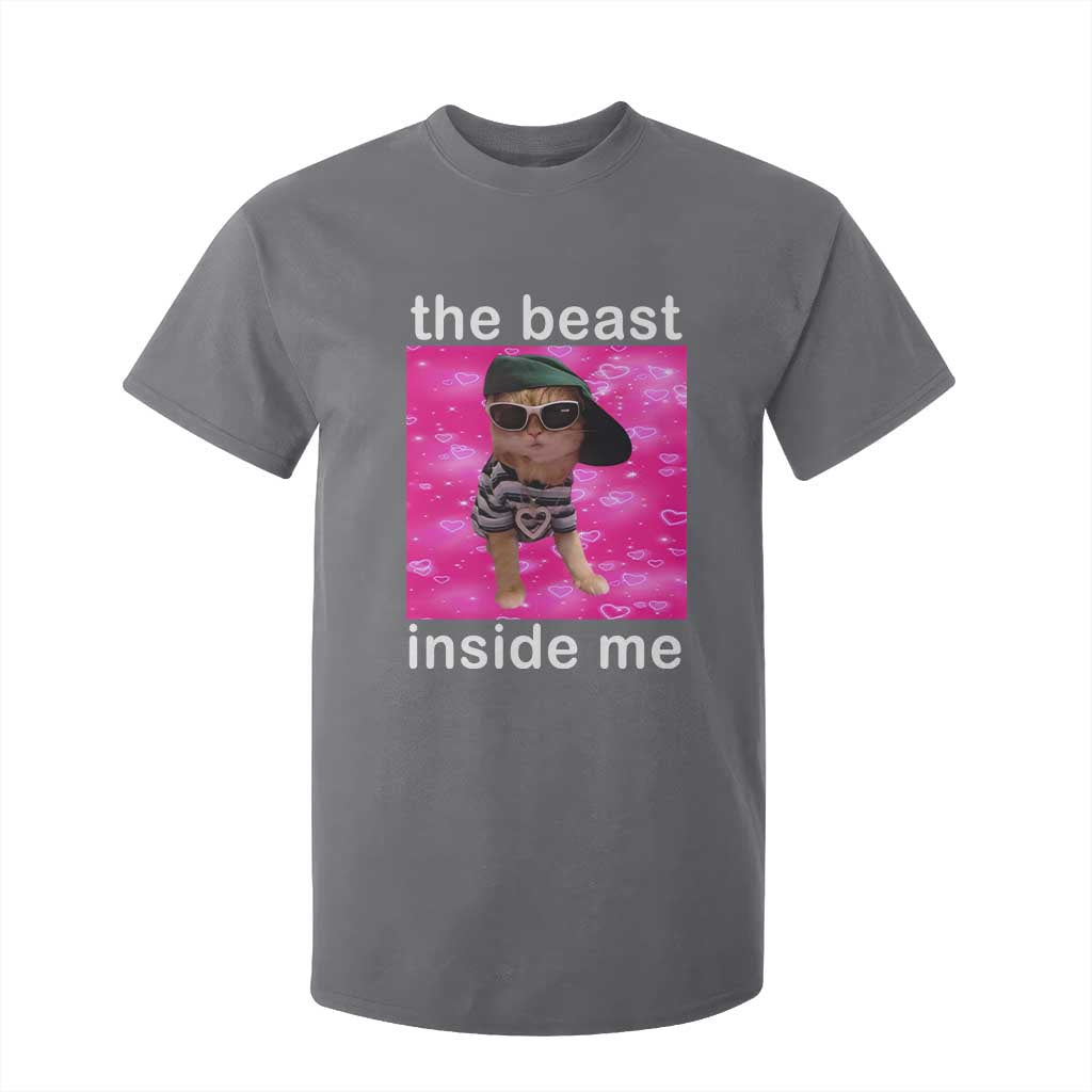 Funny Cat Meme T Shirt For Kid The Beast Inside Me TS09 Charcoal Print Your Wear