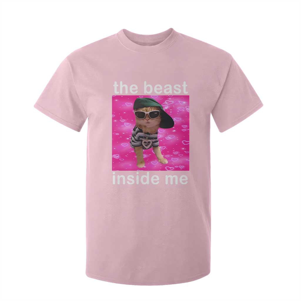Funny Cat Meme T Shirt For Kid The Beast Inside Me TS09 Light Pink Print Your Wear
