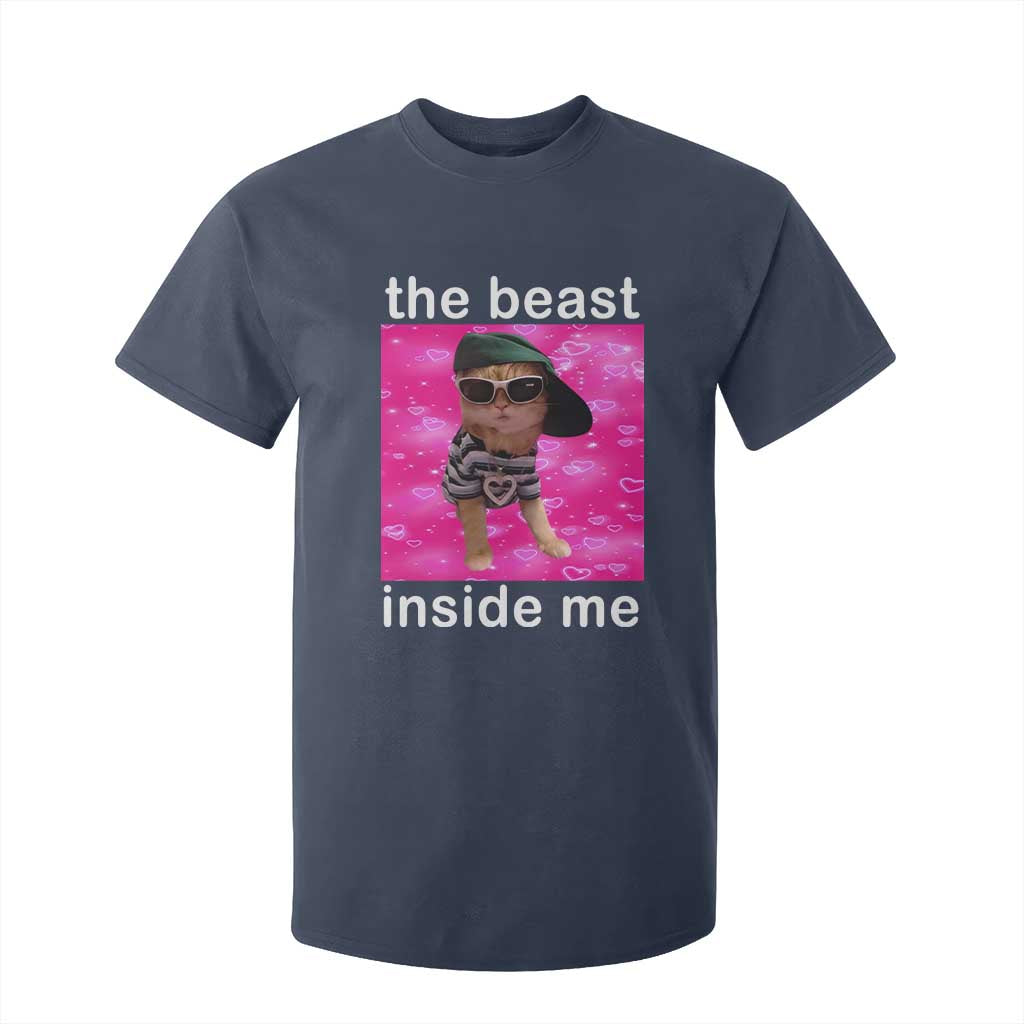 Funny Cat Meme T Shirt For Kid The Beast Inside Me TS09 Navy Print Your Wear