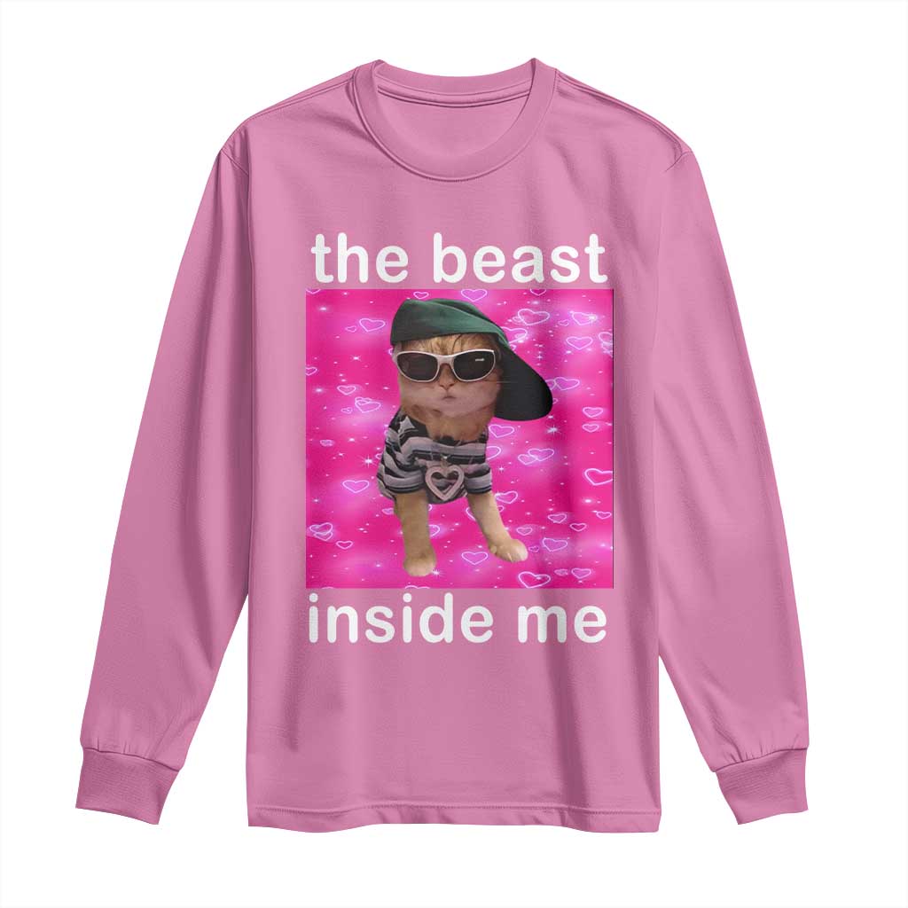 Funny Cat Meme Long Sleeve Shirt The Beast Inside Me TS09 Azalea Print Your Wear