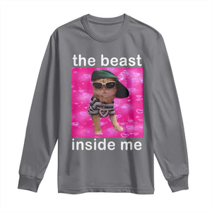 Funny Cat Meme Long Sleeve Shirt The Beast Inside Me TS09 Charcoal Print Your Wear