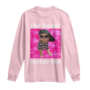 Funny Cat Meme Long Sleeve Shirt The Beast Inside Me TS09 Light Pink Print Your Wear