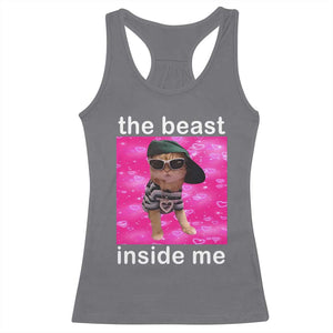 Funny Cat Meme Racerback Tank Top The Beast Inside Me TS09 Charcoal Print Your Wear