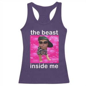 Funny Cat Meme Racerback Tank Top The Beast Inside Me TS09 Purple Print Your Wear