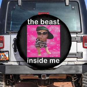 Funny Cat Meme Spare Tire Cover The Beast Inside Me TS09 No hole Black Print Your Wear