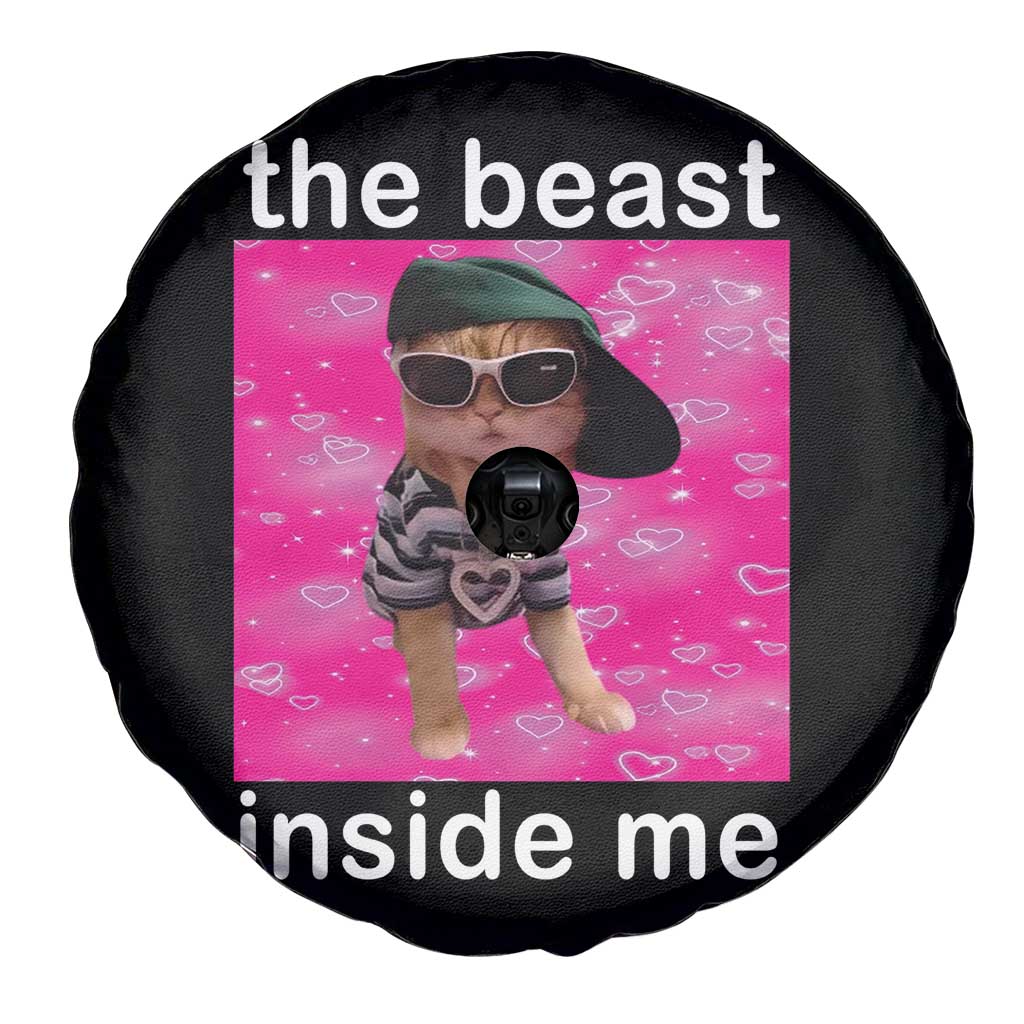 Funny Cat Meme Spare Tire Cover The Beast Inside Me TS09 Print Your Wear