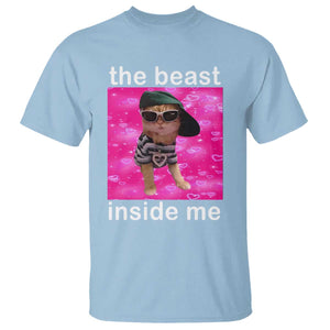 Funny Cat Meme T Shirt The Beast Inside Me TS09 Light Blue Print Your Wear