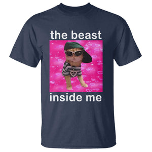 Funny Cat Meme T Shirt The Beast Inside Me TS09 Navy Print Your Wear