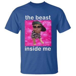 Funny Cat Meme T Shirt The Beast Inside Me TS09 Royal Blue Print Your Wear