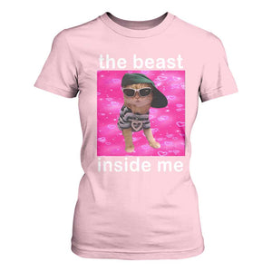 Funny Cat Meme T Shirt For Women The Beast Inside Me TS09 Light Pink Print Your Wear