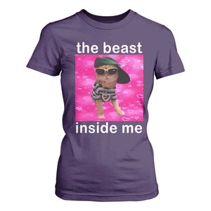 Funny Cat Meme T Shirt For Women The Beast Inside Me TS09 Purple Print Your Wear
