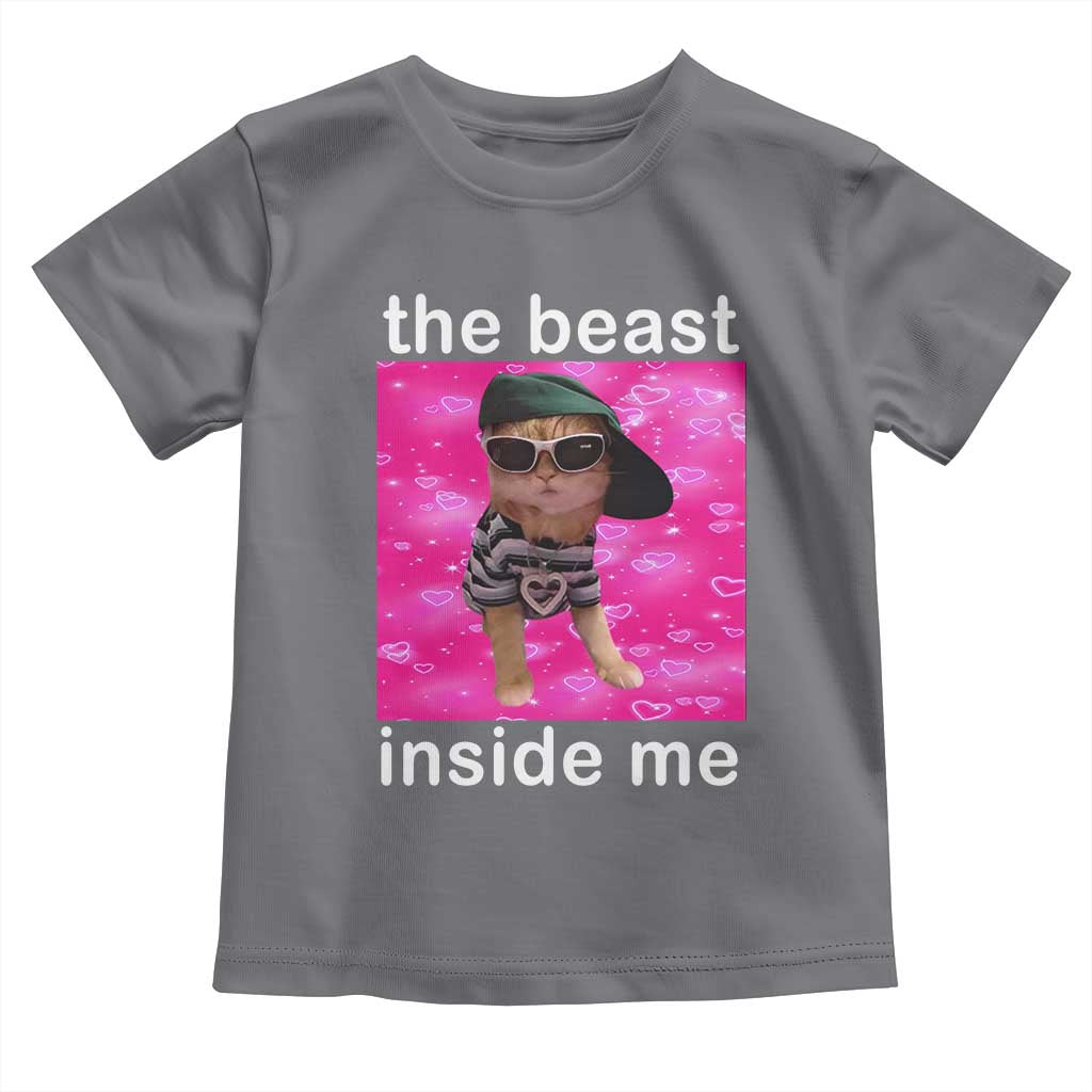 Funny Cat Meme Toddler T Shirt The Beast Inside Me TS09 Charcoal Print Your Wear