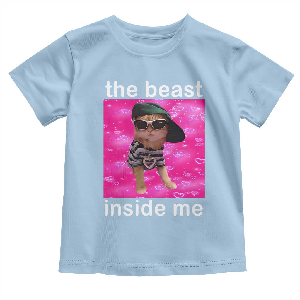 Funny Cat Meme Toddler T Shirt The Beast Inside Me TS09 Light Blue Print Your Wear