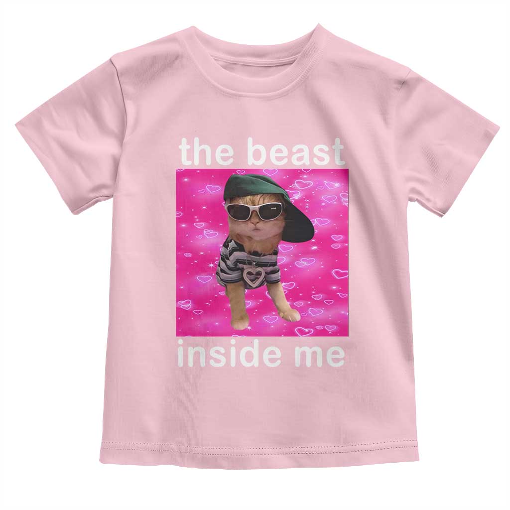 Funny Cat Meme Toddler T Shirt The Beast Inside Me TS09 Light Pink Print Your Wear