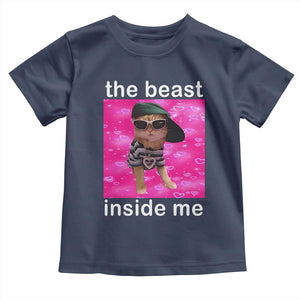 Funny Cat Meme Toddler T Shirt The Beast Inside Me TS09 Navy Print Your Wear