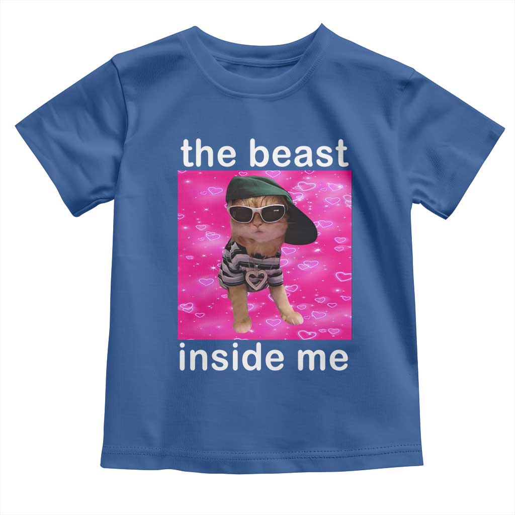 Funny Cat Meme Toddler T Shirt The Beast Inside Me TS09 Royal Blue Print Your Wear
