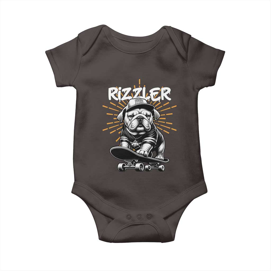 Funny Meme Rizzler Dog Baby Onesie TS09 Dark Chocolate Print Your Wear