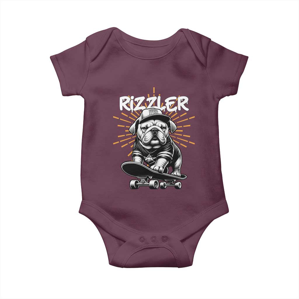 Funny Meme Rizzler Dog Baby Onesie TS09 Maroon Print Your Wear