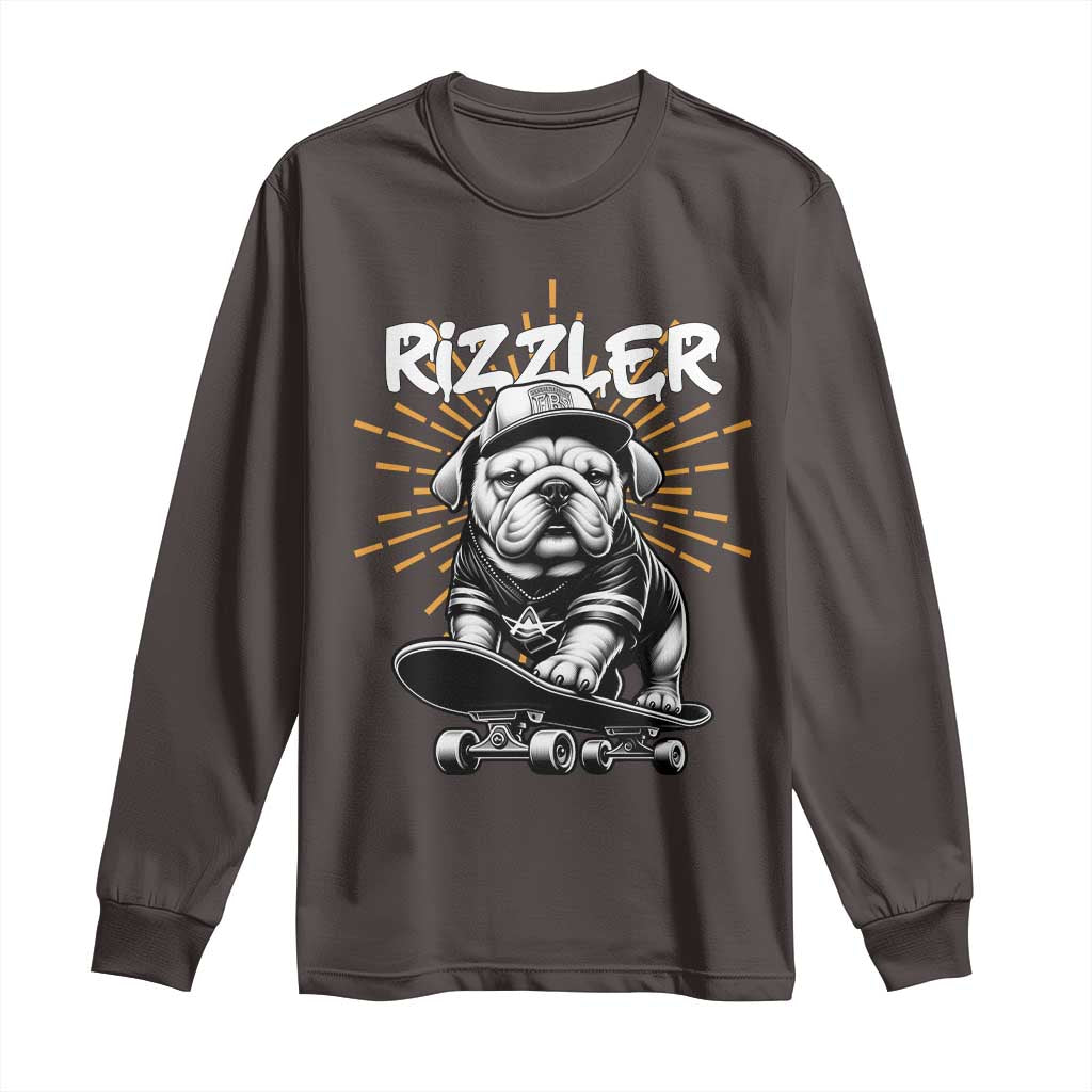 Funny Meme Rizzler Dog Long Sleeve Shirt TS09 Dark Chocolate Print Your Wear