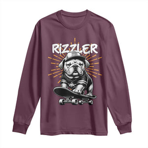 Funny Meme Rizzler Dog Long Sleeve Shirt TS09 Maroon Print Your Wear