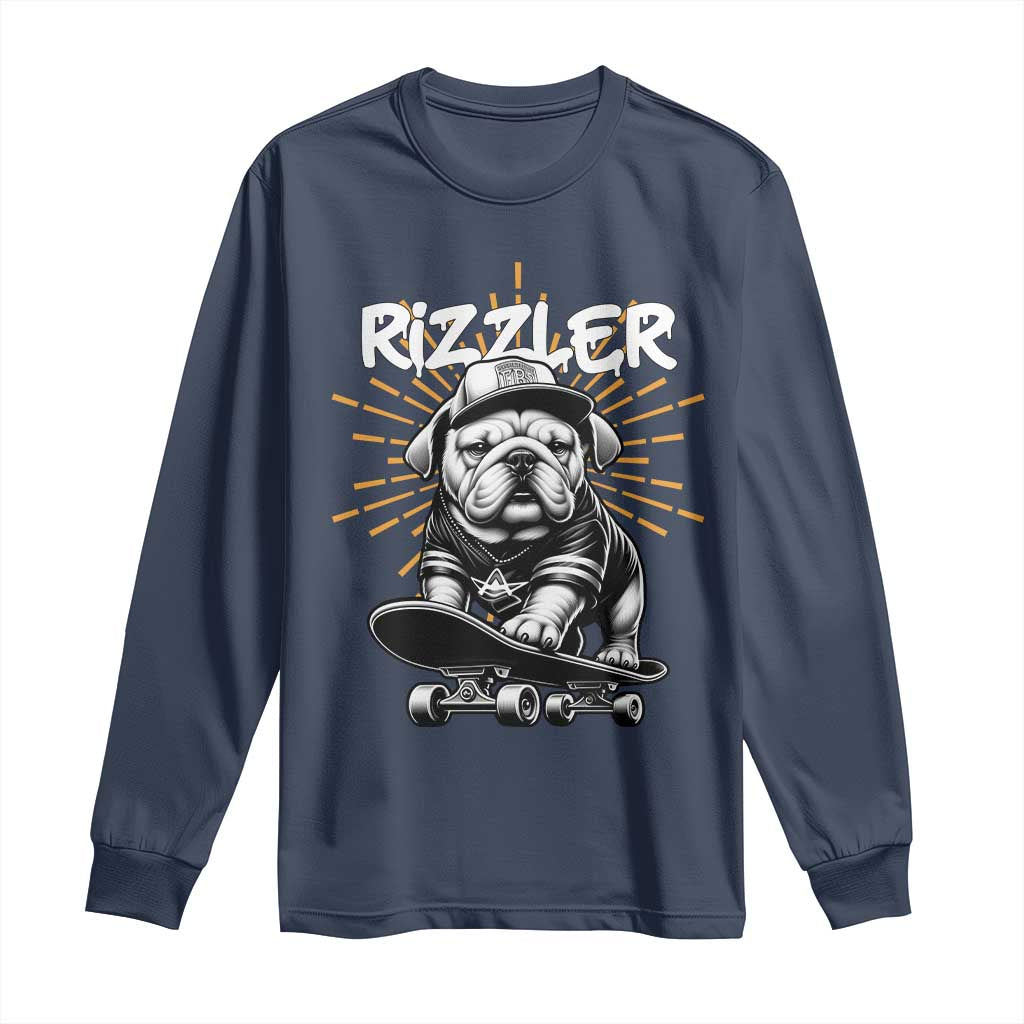 Funny Meme Rizzler Dog Long Sleeve Shirt TS09 Navy Print Your Wear