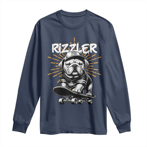 Funny Meme Rizzler Dog Long Sleeve Shirt TS09 Navy Print Your Wear