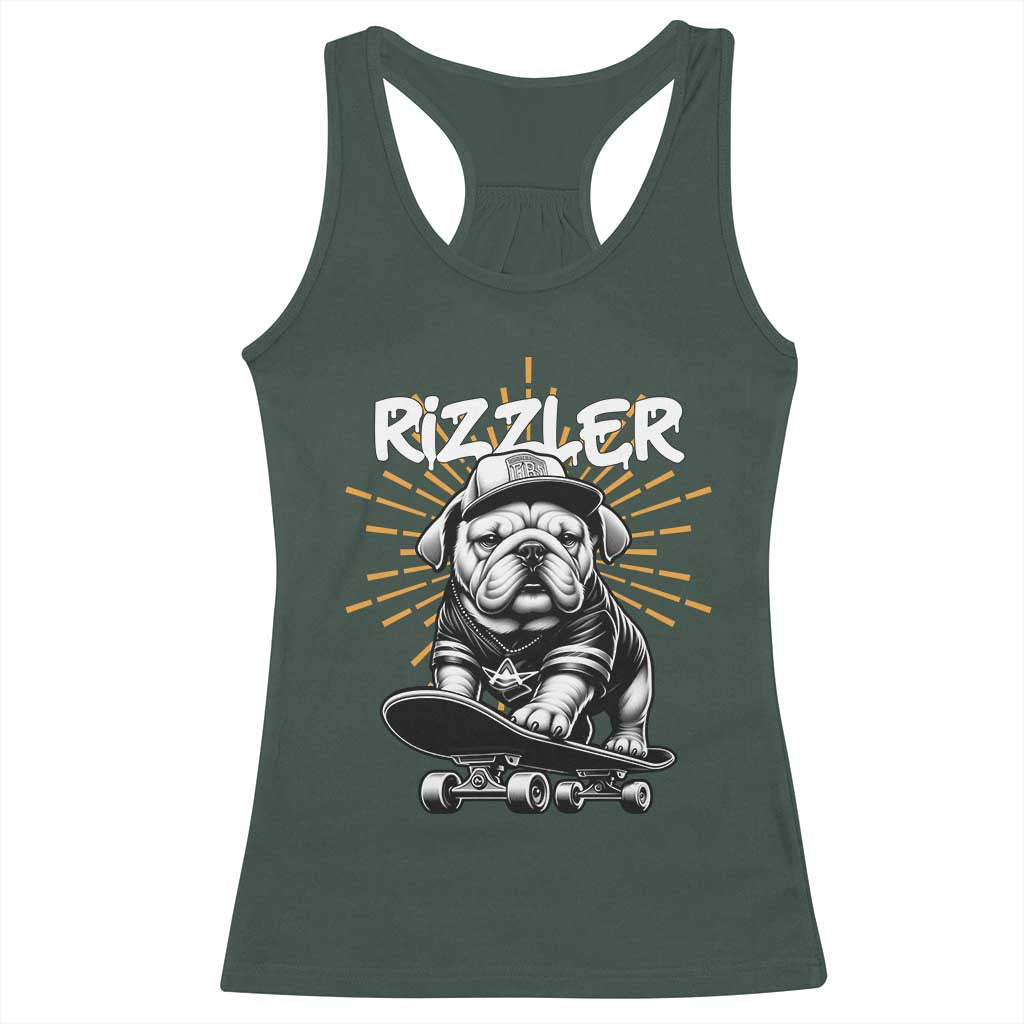 Funny Meme Rizzler Dog Racerback Tank Top TS09 Dark Forest Green Print Your Wear