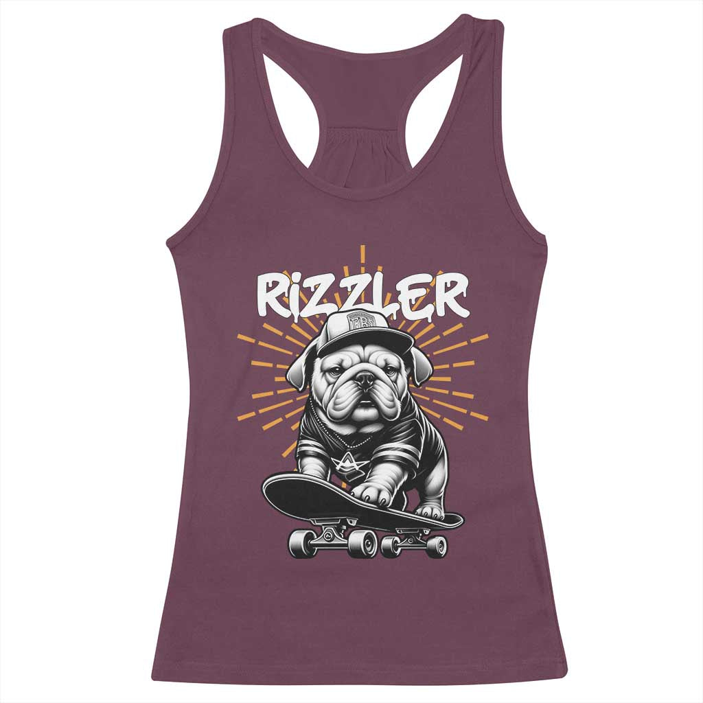 Funny Meme Rizzler Dog Racerback Tank Top TS09 Maroon Print Your Wear