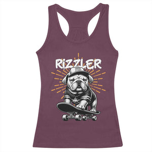 Funny Meme Rizzler Dog Racerback Tank Top TS09 Maroon Print Your Wear