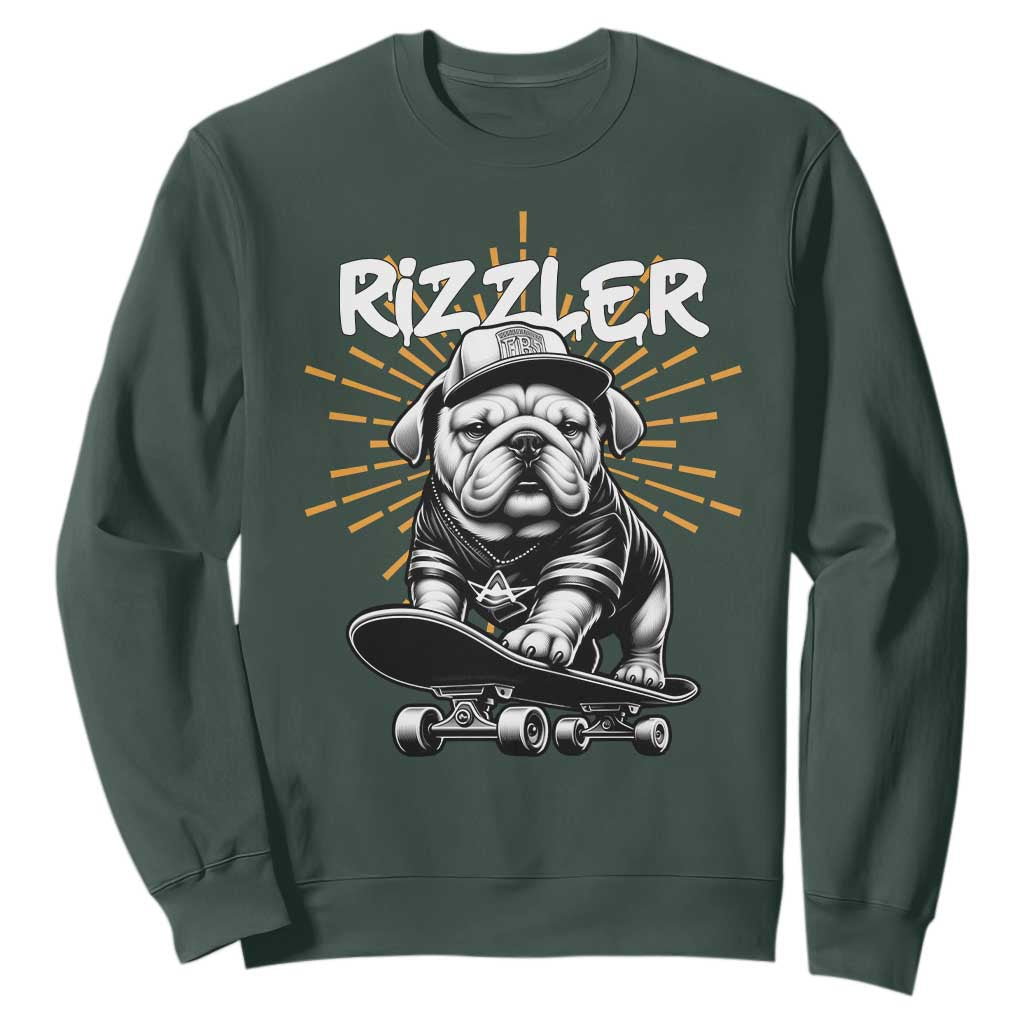 Funny Meme Rizzler Dog Sweatshirt TS09 Dark Forest Green Print Your Wear