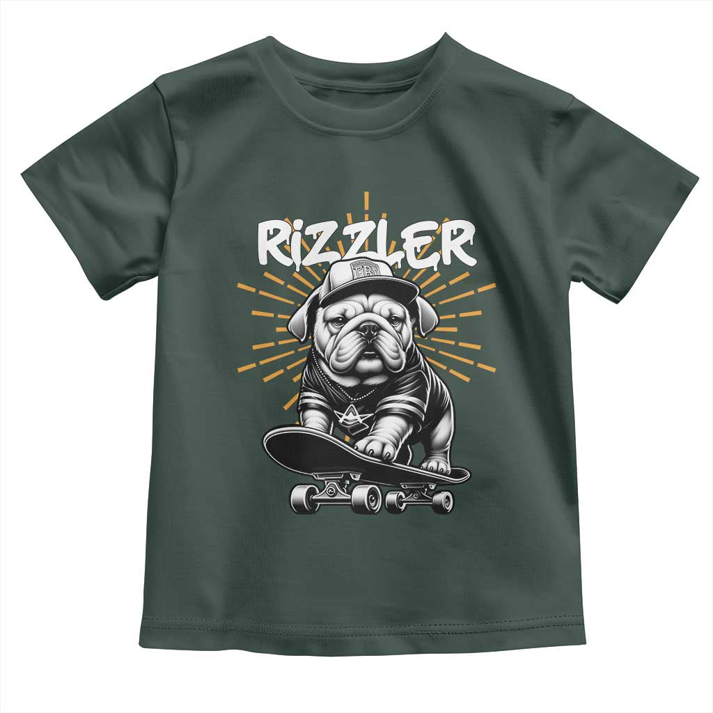 Funny Meme Rizzler Dog Toddler T Shirt TS09 Dark Forest Green Print Your Wear